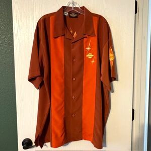 Harley Davidson Retro Bowling Shirt Vintage Embroidered Men's XXL